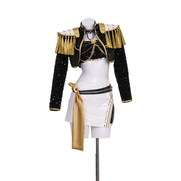 Kpop Demon Hunters Huntrix Mira Black Golden Dance Cosplay Costume Halloween Outfit Becostume